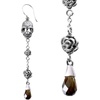 image:imageSkull and Rose Earrings Design with Smoked Quartz Teardrop