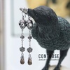 image:imageSkull and Rose Earrings Design with Smoked Quartz Teardrop