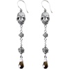 image:imageSkull and Rose Earrings Design with Smoked Quartz Teardrop