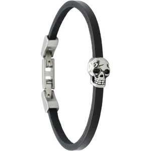 image:imageControse Black Leather Steel Skull Bracelet