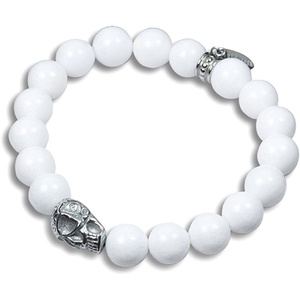image:imageControse WomensMens SilverToned Stainless Steel Skull and White Stones Bracelet 67
