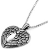 image:imageControse Antique Stainless Steel Winged Heart Necklace with Mother of Pearl Elegance