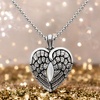 image:imageControse Antique Stainless Steel Winged Heart Necklace with Mother of Pearl Elegance