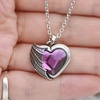image:imageControse Bat Wing Heart Necklace  Fuchsia Crystal
