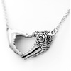 image:imageControse Hand with rose necklace love pendant with 16  18 Adjustable Chain Necklace 316L Stainless SteelWith Rose