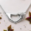 image:imageControse Hand with rose necklace love pendant with 16  18 Adjustable Chain Necklace 316L Stainless SteelWith Rose