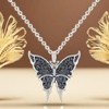 image:imageControse Midnight Wings Butterfly Necklace w JetBlack Cubic Zirconias