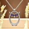 image:imageControse Owl Birthstone Necklace  Stainless Steel Pendant with Crystals and 27 Chain04April  Clear