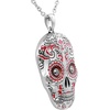 image:imageControse Red Sugar Skull Necklace with two Jet Hematite Crystals  Muerte Roja