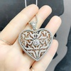 image:imageControse SilverPlated Hollow Filigree Heart Necklace with Clear Crystals