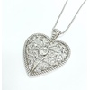 image:imageControse SilverPlated Hollow Filigree Heart Necklace with Clear Crystals