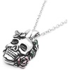 image:imageControse SilverToned Stainless Steel Garden of Life Skull Rose Butterfly Necklace