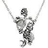 image:imageControse Skull and Rose Necklace with Clear Crystals Gothic Love Pendant Til Death Do Us Part Jewelry for Women