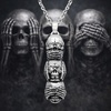 image:imageControse Speak No Evil Hear No Evil See No Evil Skull Necklace with Pendant 27 316L Stainless Steel Necklace