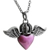image:imageControse Winged Heart Necklace Pink Heart with Wings and Crown Skull or Pig Design Stainless Steel PendantWings and Crown
