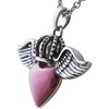 image:imageControse Winged Heart Necklace Pink Heart with Wings and Crown Skull or Pig Design Stainless Steel PendantWings and Crown