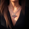 image:imageControse Winged Heart Necklace Pink Heart with Wings and Crown Skull or Pig Design Stainless Steel PendantWings and Crown