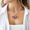 image:imageControse Winged Heart Necklace Pink Heart with Wings and Crown Skull or Pig Design Stainless Steel PendantWings and Pig