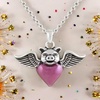 image:imageControse Winged Heart Necklace Pink Heart with Wings and Crown Skull or Pig Design Stainless Steel PendantWings and Pig