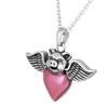image:imageControse Winged Heart Necklace Pink Heart with Wings and Crown Skull or Pig Design Stainless Steel PendantWings and Pig