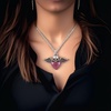 image:imageControse Winged Heart Necklace Pink Heart with Wings and Crown Skull or Pig Design Stainless Steel PendantWings and Skull
