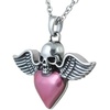 image:imageControse Winged Heart Necklace Pink Heart with Wings and Crown Skull or Pig Design Stainless Steel PendantWings and Skull