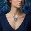 image:imageControse Womens Antiique SilverToned Stainless Steel Every Rose Has Its Thorn  Butterfly Rose Necklace