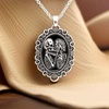 image:imageControse Womens SilverToned Stainless Steel  The Eternal Lovers Skull Cameo Necklace 17  19 adjustable chain