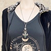 image:imageControse Womens SilverToned Stainless Steel FleurDeLis  Green Marble Lily Necklace