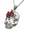 image:imageControse Womens SilverToned Stainless Steel Flower Skull Necklace 18  20 Adjustable Chain