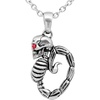image:imageContrsoe 316L Stainless Steel Scorpion Skull Necklace w Red Crystal Eyed Pendant
