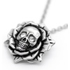 image:imageSkull Rose Birthstone Necklace With Crystal 17  19 Adjustable Chain04April  Clear