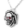 image:imageSkull Rose Birthstone Necklace With Crystal 17  19 Adjustable Chain06June  Light Purple
