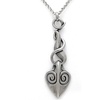 image:imageControse Antiique SilverToned Stainless Steel Ipyro  Flames and Dangling Hear Necklace