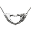 image:imageControse Hand with rose necklace love pendant with 16  18 Adjustable Chain Necklace 316L Stainless SteelWith Rose