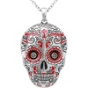 image:imageControse Red Sugar Skull Necklace with two Jet Hematite Crystals  Muerte Roja