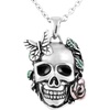 image:imageControse SilverToned Stainless Steel Garden of Life Skull Rose Butterfly Necklace