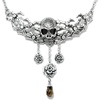 image:imageControse Stainless Steel Skull and Roses Necklace 15  17 AdjustableAntique SilverToned