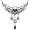 image:imageControse Stainless Steel Skull and Roses Necklace 15  17 AdjustableSilverToned