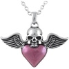 image:imageControse Winged Heart Necklace Pink Heart with Wings and Crown Skull or Pig Design Stainless Steel PendantWings and Skull