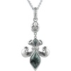 image:imageControse Womens SilverToned Stainless Steel FleurDeLis  Green Marble Lily Necklace