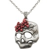 image:imageControse Womens SilverToned Stainless Steel Flower Skull Necklace 18  20 Adjustable Chain