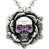 image:imageSkull Rose Birthstone Necklace With Crystal 17  19 Adjustable Chain02February  Purple