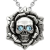 image:imageSkull Rose Birthstone Necklace With Crystal 17  19 Adjustable Chain03March  Blue