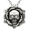 image:imageSkull Rose Birthstone Necklace With Crystal 17  19 Adjustable Chain04April  Clear