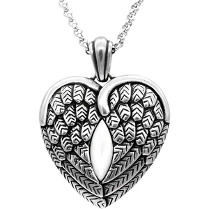 image:imageControse Antique Stainless Steel Winged Heart Necklace with Mother of Pearl Elegance