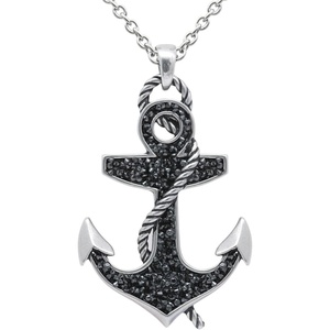 image:imageControse Black CZ Anchor Necklace  Nautical Gothic Sparkle