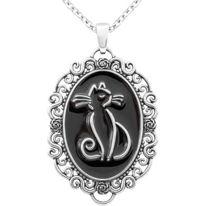 image:imageControse Black Cat Cameo Pendant Necklace  Victorian Gothic Jewelry for Women Cat Lover