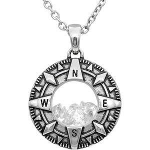 image:imageControse Compass Floating Charm with White Crystal necklace