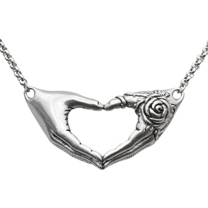 image:imageControse Hand with rose necklace love pendant with 16  18 Adjustable Chain Necklace 316L Stainless SteelWith Rose